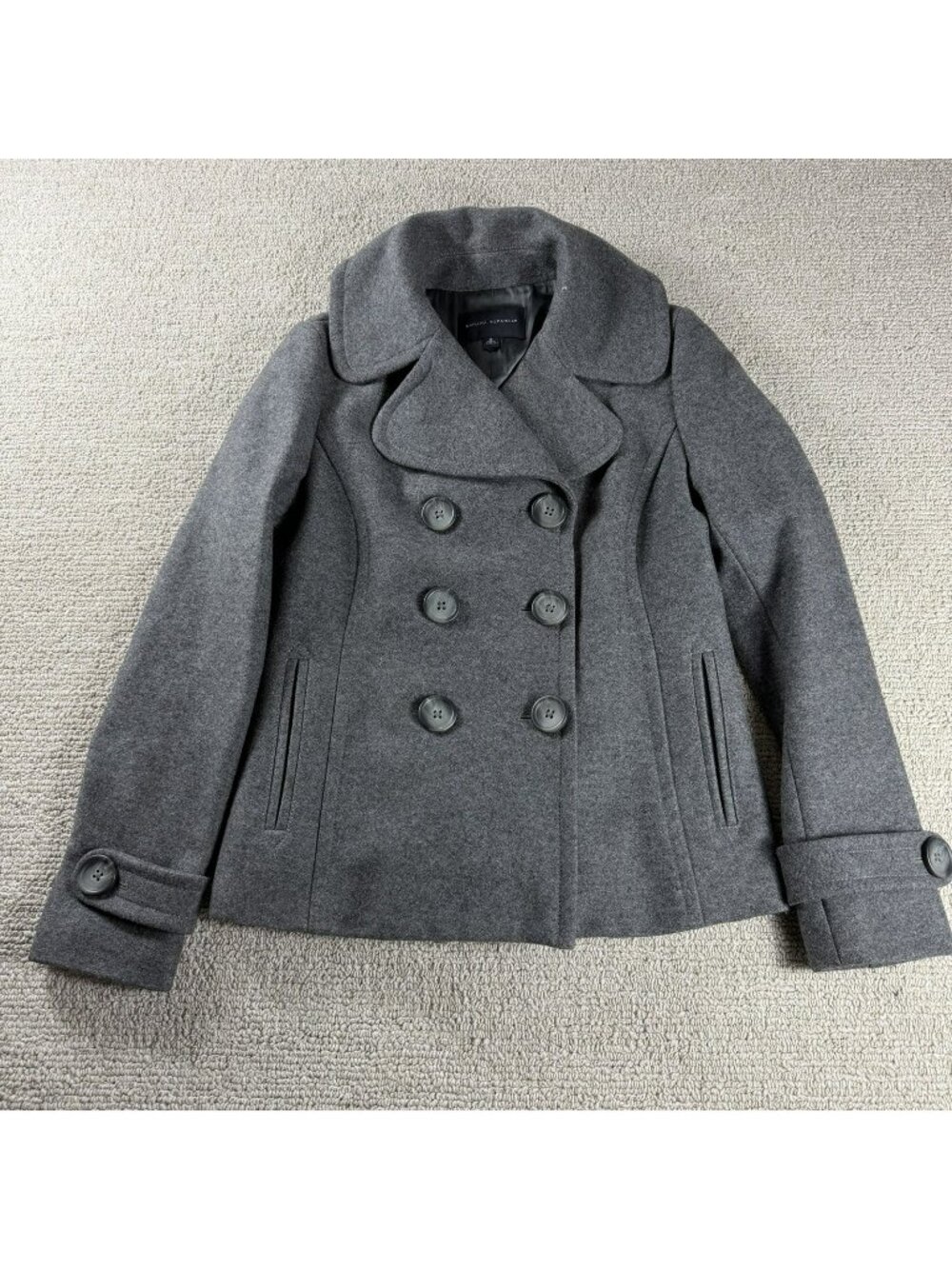 Vintage Banana Republic Wool Blend Double Breasted Pea Coat Gray Women’s Size M